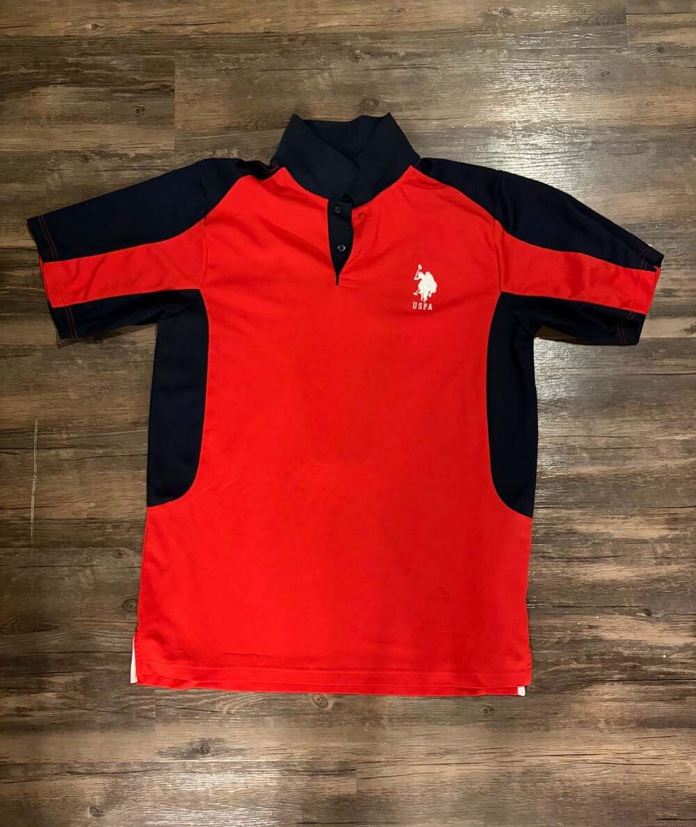 USPA Polo Shirt Red Blue Short Sleeve